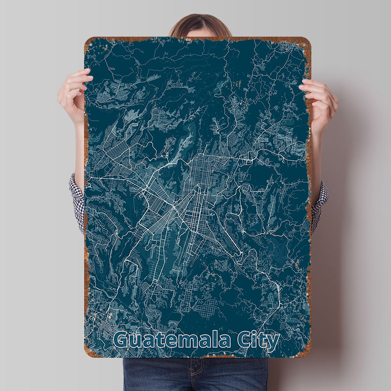 Custom Map Poster - Guatemala Şehir Haritası Teneke Poster Özelleştirilmiş