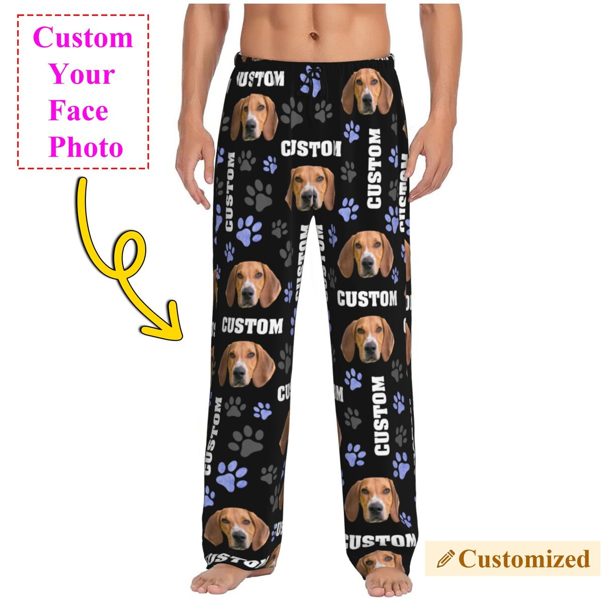 Pet Portrait Custom - Erkekler Özel Köpek Fotoğrafı Pijama Pantolonu