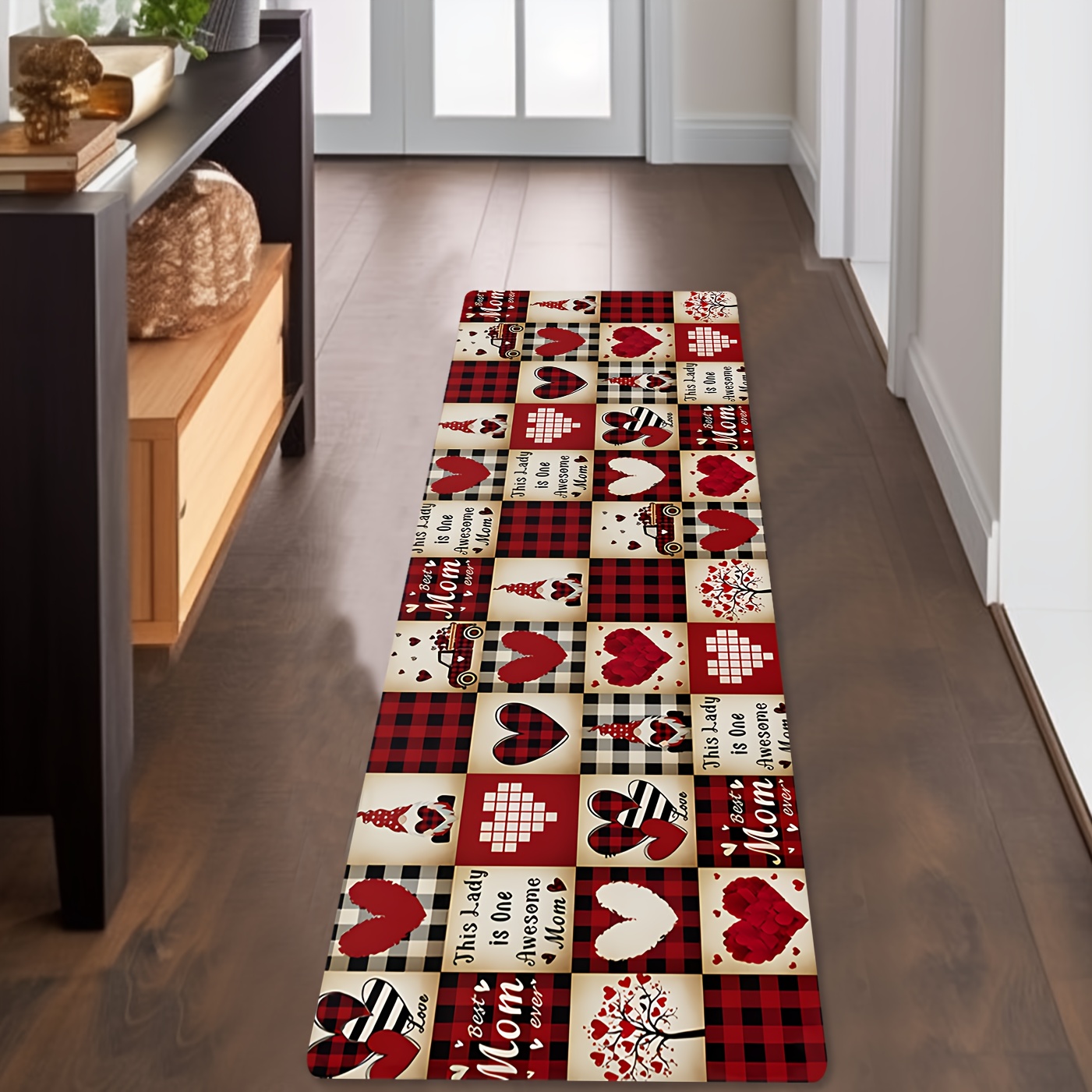 Family Tree Print - Anne Takdiri Yolluk Halı Ekose Patchwork