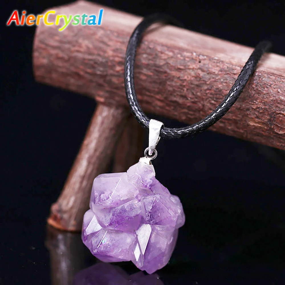 Birth Flower Necklace - Doğal Uruguay Ametist işlenmemiş taş Kolye