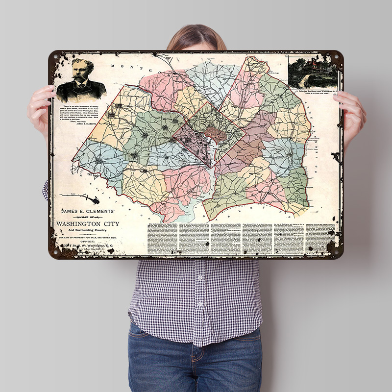 Custom Map Poster - Washington Şehri Haritası Baskılı Poster Özelleştirilmiş
