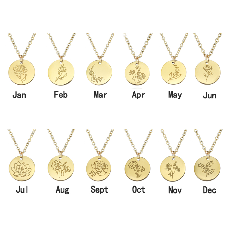 Titanyum çelik aralık çiçek dü - Birth Flower Necklace incelemesi ve fiyatı