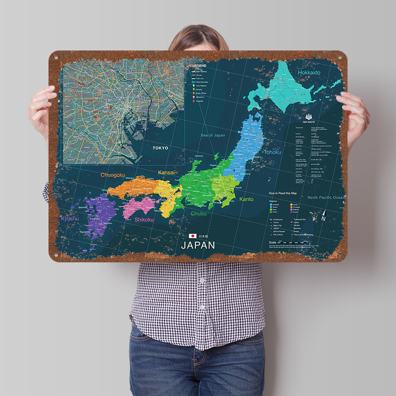 Japonya ve Tokyo Haritası Post - Custom Map Poster incelemesi ve fiyatı